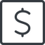Line, normal, square, symbol, money, donate, donation, coin, dollar, currency, us, usa icon