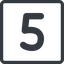 Line, normal, square, number, font, digit, five, 5 icon