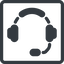 Line, normal, square, phone, call, headset, headphone, microphone, support, headset-alt, headset-alt-solid icon