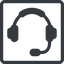 Line, normal, square, phone, , call, headset-solid, headset, headphone, microphone, support icon