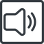 Line, up, normal, square, speaker, volume, mute, unmute, music, sound, loudspeaker, volume-2 icon