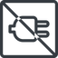 Line, up, normal, square, prohibited, electricity, plug, charge, charger, electric, electrics, electrical icon