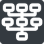 Down, normal, solid, square, tree, folders, database, storage, data, structure, data-structure, algorithm, trees, data-structure-wide icon