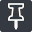 Up, normal, solid, square, thumbtack, pin, unpin icon