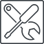 Thin, line, down, square, horizontal, mirror, building, spanner, wrench, tool, screwdrive, construction, fix, tools, tools-thin icon