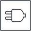 Thin, line, down, square, electricity, plug, charge, charger, electric, plug-thin, electrics, electrical icon