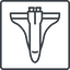 Thin, line, down, square, space, nasa, shuttle, spacecraft, orbiter, satellite, space-shuttle, astronaut, discovery, atlantis, columbia, challenger, rocket, space-shuttle-thin icon