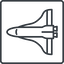 Thin, line, left, square, space, nasa, shuttle, spacecraft, orbiter, satellite, space-shuttle, astronaut, discovery, atlantis, columbia, challenger, rocket, space-shuttle-thin icon