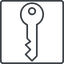 Thin, line, right, square, unlocked, unlock, locked, lock, key, access, security, key-thin icon