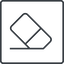 Thin, line, square, horizontal, mirror, remove, eraser, erase, rubber, eraser-alt-thin, eraser-alt icon
