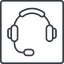 Thin, line, square, horizontal, mirror, phone, call, headset, headphone, microphone, support, headset-thin icon