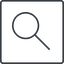 Thin, line, square, search, magnifying, glass, horizontal, mirror, research, magnifying-glass-thin, magnifying-glass, keywords, keyword icon