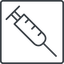 Thin, line, square, horizontal, mirror, medical, medic, syringe, drug, injection, steroid, clinical, syringe-thin icon