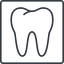 Thin, line, up, solid, square, horizontal, mirror, cog, medical, health, care, medic, clinical, tooth, molar, dental, dentist, stomatology, teeth, tooth-thin icon