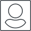 Thin, line, square, horizontal, mirror, user, man, woman, person, user-circle-thin icon