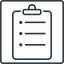 Thin, line, square, list, report, note, clipboard, pasteboard, notebook, scratchpad, tablet, clipboard-list, clipboard-list-thin icon