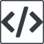 Thin, line, up, solid, square, code, html, text, editor, source, source-code, xml, code-solid icon
