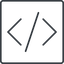Thin, line, solid, square, code, html, text, editor, source, source-code, xml, code-thin icon
