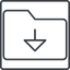 Thin, line, down, square, folder, directory, folders, directories, folder-down-thin icon