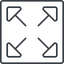 Thin, line, square, arrow, video, expand, fullscreen, full, screen, fullscreen-thin icon