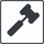 Thin, line, square, gavel, law, auction, hammer, judge, gavel-solid icon