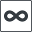 Thin, line, square, symbol, math, mathematics, mathematical, infinity, always, infinite, maths, loop, infinity-solid icon