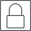 Thin, line, square, secure, safe, padlock, locked, lock, lock-thin icon