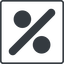 Thin, line, square, percent, pct, percentage, ratio, discount, percent-solid icon