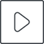 Thin, line, up, square, arrow, video, play, mp3, player, pause, play-thin icon