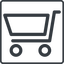 Thin, line, square, shopping, cart, shop, buy, trolley, shopping-cart icon