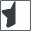 Thin, line, up, normal, square, star, rate, rating, half, star-half-solid icon