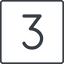 Thin, line, square, three, number, font, digit, three-thin, 3 icon