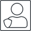 Thin, line, square, user, person, admin, administrator, superuser, shield, rights, super, user-shield-thin, user-shield icon