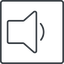 Thin, line, up, square, speaker, volume, mute, unmute, music, sound, loudspeaker, volume-1-thin icon