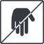 Thin, line, down, solid, square, horizontal, mirror, prohibited, hand, stop, fingers, hand-solid icon