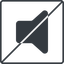 Thin, line, down, square, horizontal, mirror, prohibited, speaker, volume, mute, unmute, music, sound, loudspeaker, speaker-solid icon