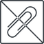 Thin, line, down, square, prohibited, paper, clip, attachment, paper-clip, paper-clip-thin icon