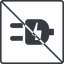 Thin, line, down, square, prohibited, electricity, plug, charge, charger, electric, electrics, electrical, plug-alt icon