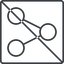 Thin, line, down, square, social, network, prohibited, link, share, sharing, share-thin icon