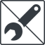 Thin, line, down, square, prohibited, spanner, wrench, tool, mechanics, mechanical, repair, spanner-alt-solid icon