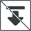 Thin, line, down, square, uploaded, uploading, prohibited, upload-solid icon