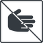Thin, line, left, solid, square, horizontal, mirror, prohibited, hand, stop, fingers, hand-solid icon