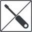 Thin, line, left, square, prohibited, tool, mechanics, mechanical, repair, screwdriver, screw, screwdriver-alt-solid icon