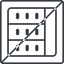 Thin, line, right, square, prohibited, cell, table, data, grid, row, columns, spreadsheet, spreadsheet-thin icon