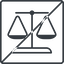 Thin, line, square, horizontal, mirror, prohibited, law, balance, justice, legal, scales, balance-thin icon