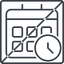 Thin, line, square, horizontal, mirror, prohibited, date, schedule, event, timetable, calendar, clock, time, meeting, hour, minute, hours, minutes, deadline, calendar-clock, calendar-clock-thin icon
