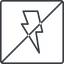 Thin, line, solid, square, horizontal, mirror, prohibited, lightning, bolt, electricity, thunder, lightning-thin icon