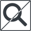 Thin, line, solid, square, search, magnifying, glass, horizontal, mirror, prohibited, research, keywords, keyword icon
