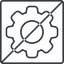 Thin, line, square, horizontal, mirror, setting, config, gear, wheel, settings, cog, prohibited, settings-thin icon