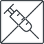 Thin, line, square, horizontal, mirror, prohibited, medical, medic, syringe, drug, injection, steroid, clinical, syringe-thin icon